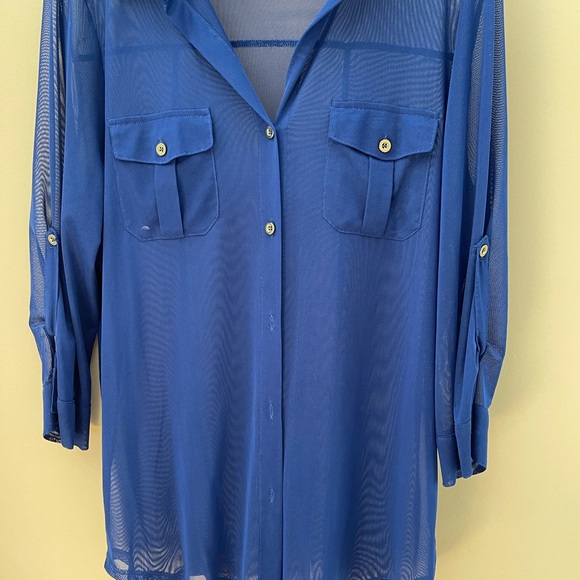 Bebe soft mesh blue blouse - Picture 3 of 4